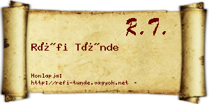 Réfi Tünde névjegykártya